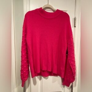 NWT Vince Camuto Size XL Pink Ribbed Knit Bauble Sleeve  Oversized Sweater